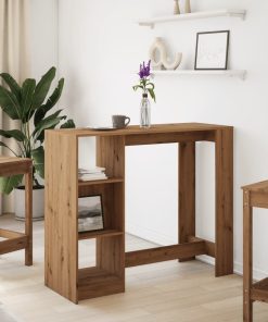Tavolo Bar Con Ripiano Rovere 124x46x103,5 Cm Multistrato