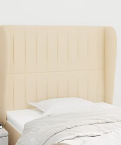 Testiera Ad Orecchio Crema 93x23x118/128 Cm In Tessuto