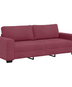 Divano A 3 Posti Rosso Vino 180 Cm In Tessuto
