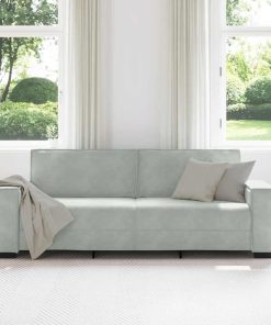 Divano A 3 Posti Grigio Chiaro 180 Cm In Velluto