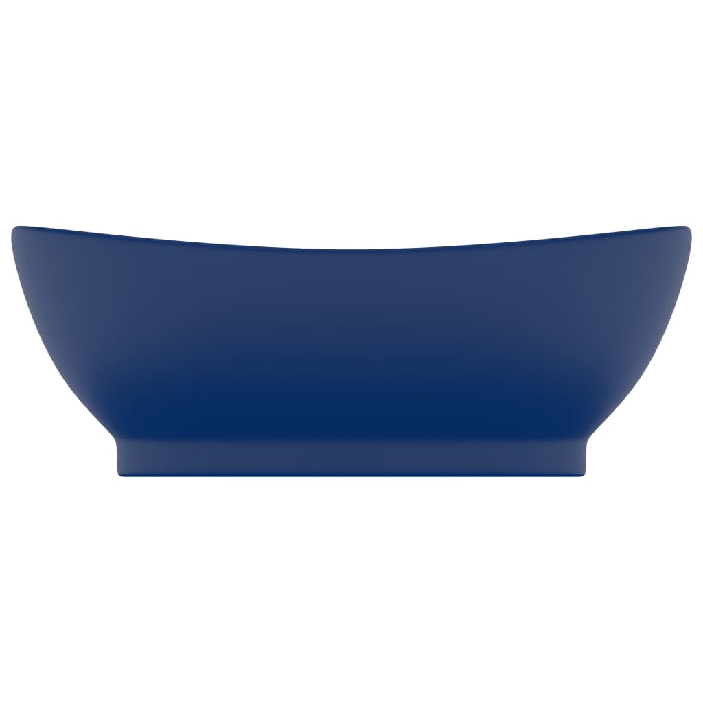 Lavabo Con Troppopieno Ovale Blu Scuro Opaco 58,5x39cm Ceramica