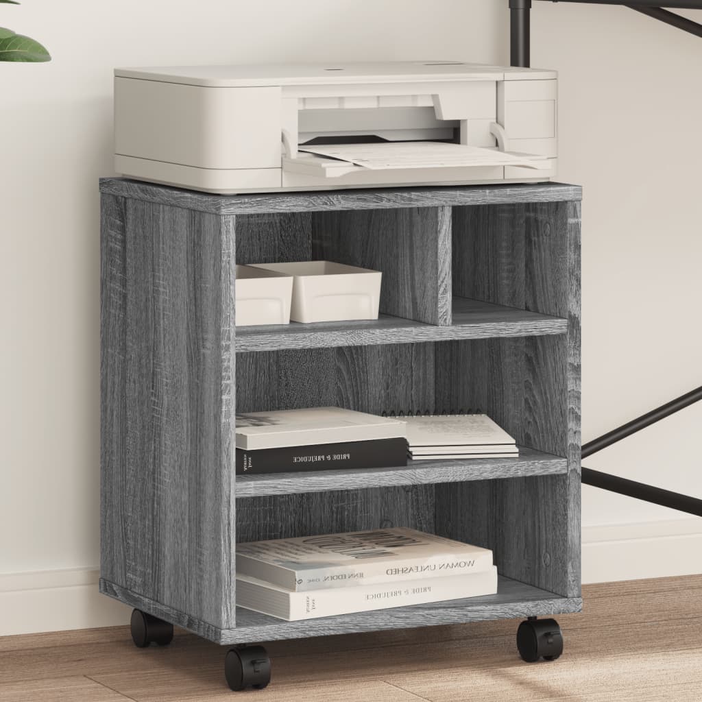 Supporto Per Stampante Con Ruote Grigio Sonoma 41x32x48 cm - Image 5