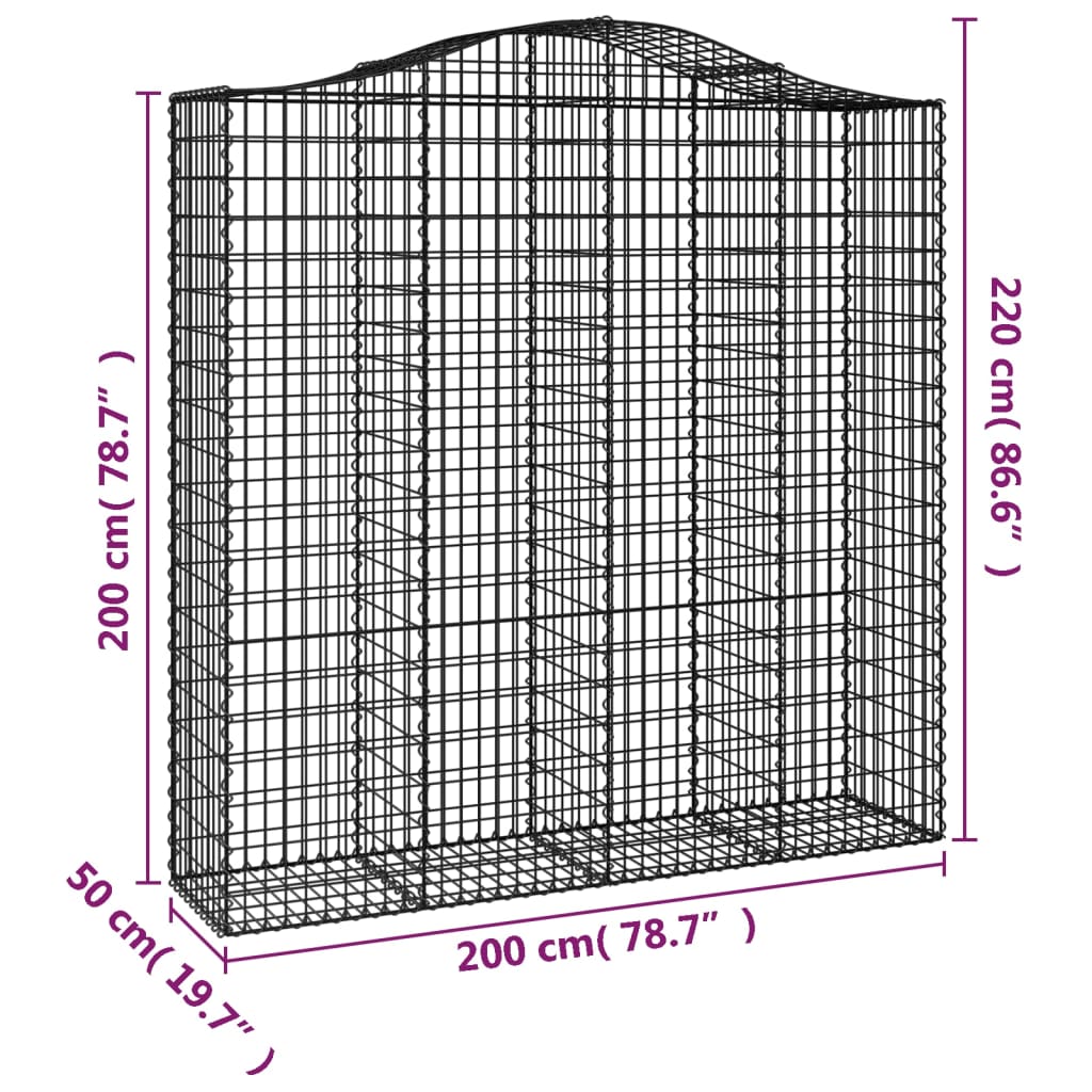Cesto Gabbione Ad Arco 200x50x200/220 Cm Ferro Zincato
