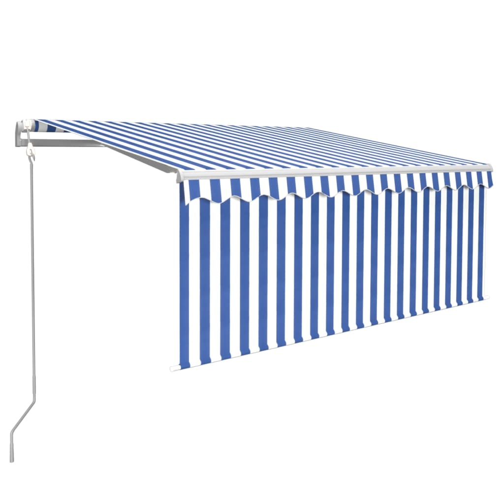 Tenda Sole Retrattile Automatica Con Parasole 3x2,5m Blu Bianco - Image 2