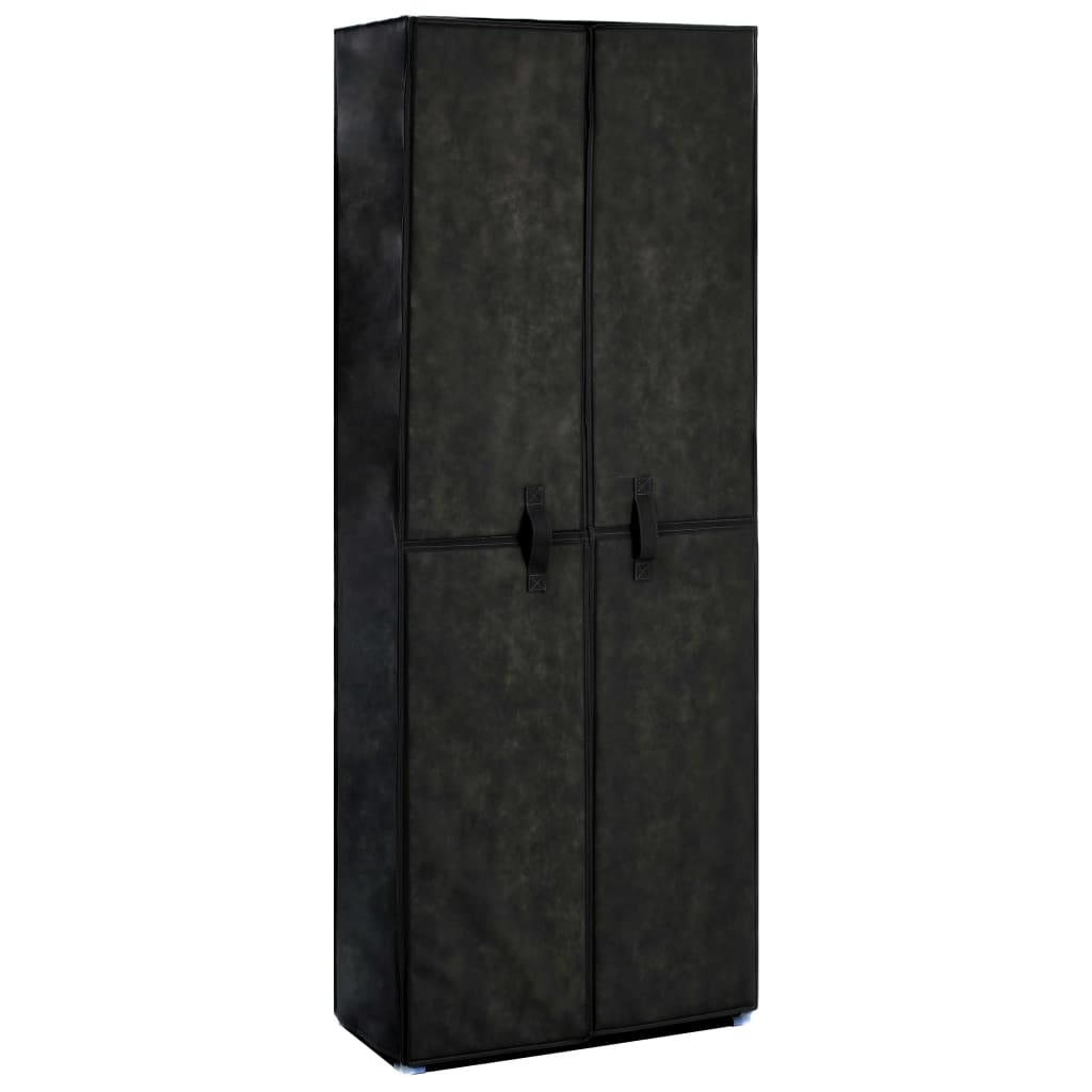 Scarpiera Nera 60x30x166 Cm In Tessuto