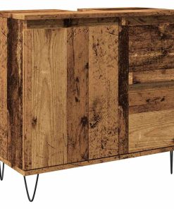 Armadietto Da Bagno Legno Antico 65x33x60 Cm In Truciolato