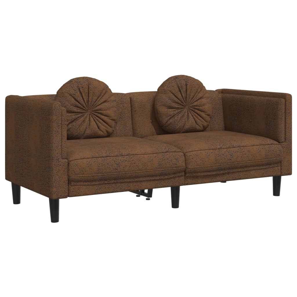 Set Di Divani 2 Pz Con Cuscini Marrone In Velluto