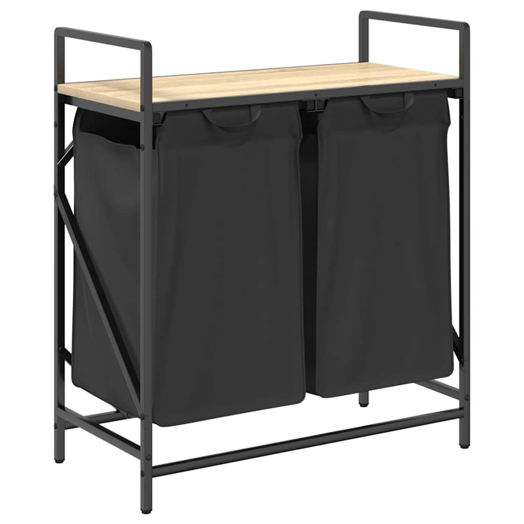 Cesto Per La Biancheria 2 Scomparti Con Ripiano Rovere Sonoma - Image 4