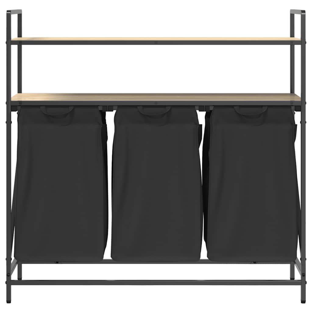 Cesto Portabiancheria 3 Scomparti Con Ripiani Rovere Sonoma - Image 2