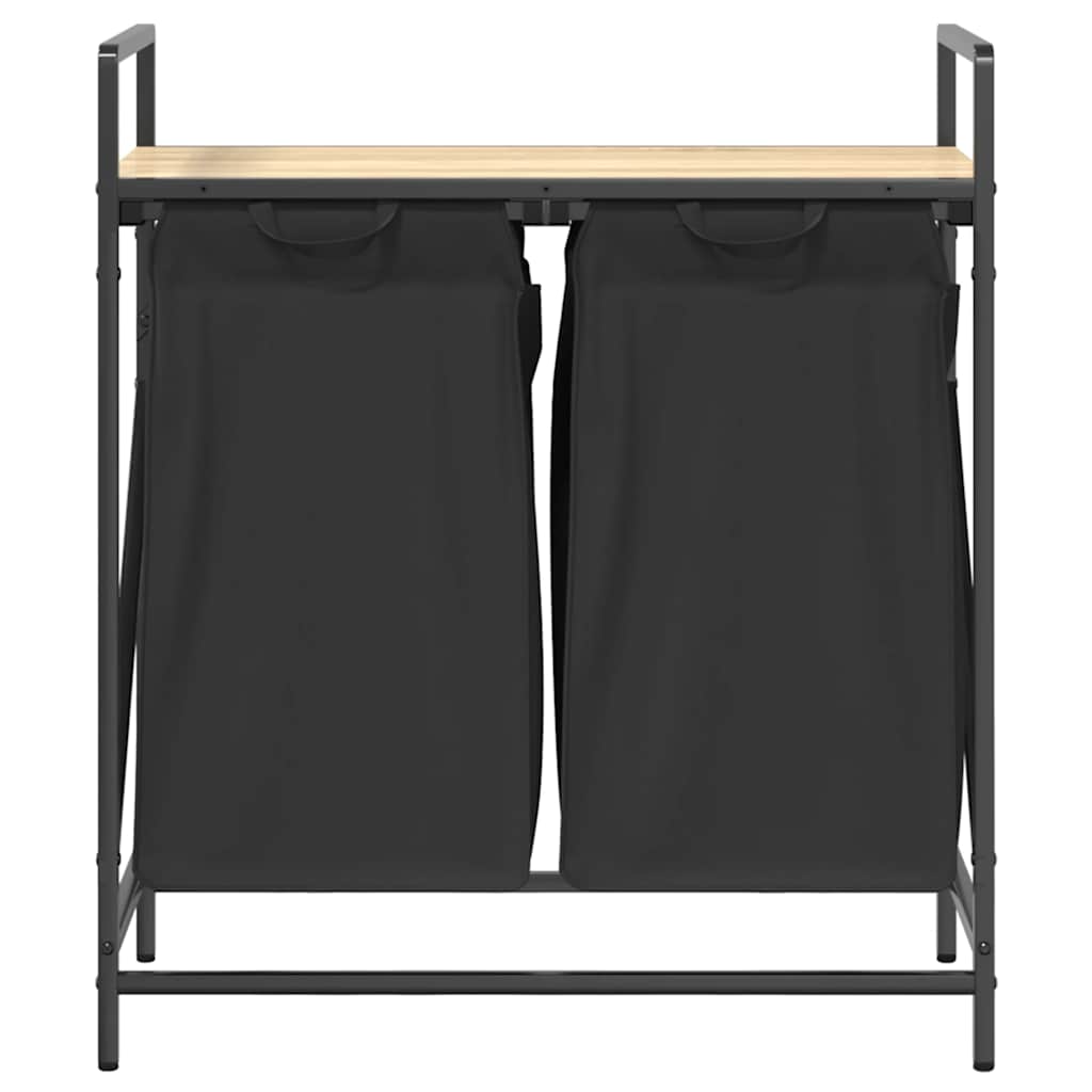 Cesto Per La Biancheria 2 Scomparti Con Ripiano Rovere Sonoma - Image 5