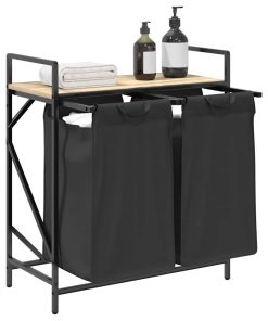 Cesto Per La Biancheria 2 Scomparti Con Ripiano Rovere Sonoma