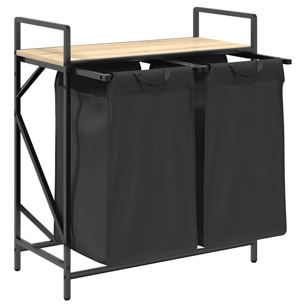 Cesto Per La Biancheria 2 Scomparti Con Ripiano Rovere Sonoma - Image 6