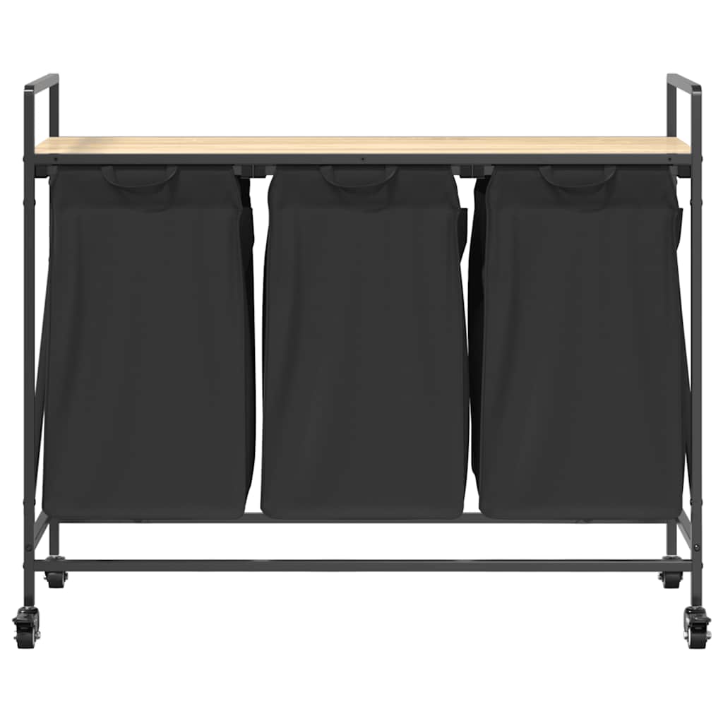 Cesto Per La Biancheria 3 Scomparti Con Ruote Rovere Sonoma - Image 3