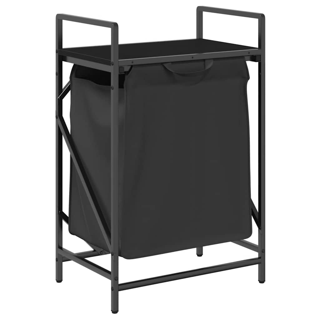 Cesto Della Biancheria 1 Scomparto Con Ripiano Rovere Nero - Image 6