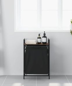 Cesto Per La Biancheria 1 Scomparto Con Ripiano Rovere Fumo