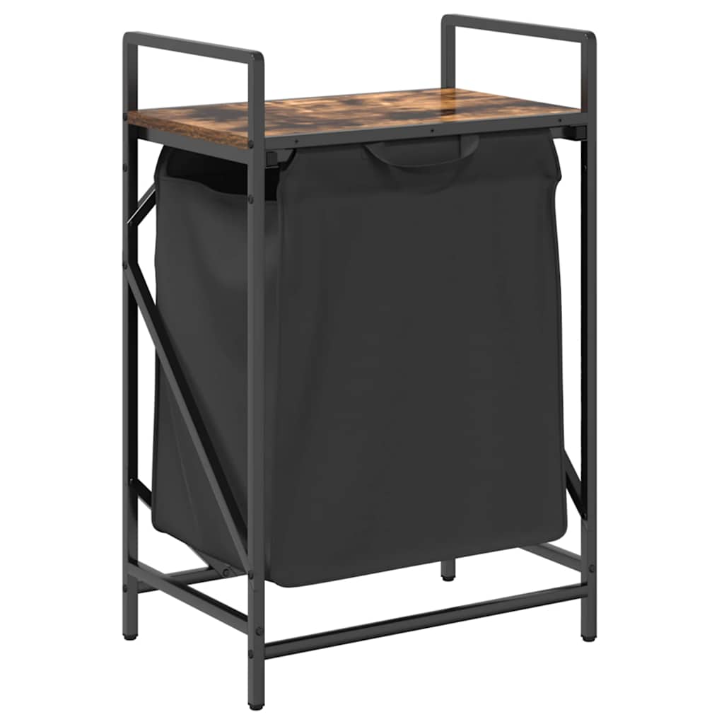 Cesto Per La Biancheria 1 Scomparto Con Ripiano Rovere Fumo - Image 2