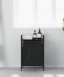 Cesto Della Biancheria 1 Scomparto Con Ripiano Rovere Nero