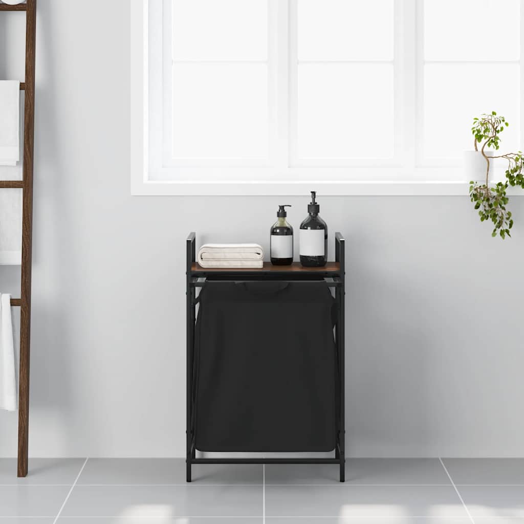 Cesto Della Biancheria 1 Scomparto Con Ripiano Rovere Marrone - Image 6