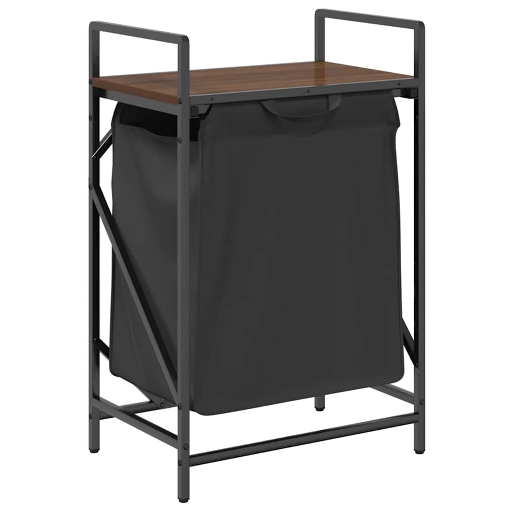 Cesto Della Biancheria 1 Scomparto Con Ripiano Rovere Marrone - Image 5