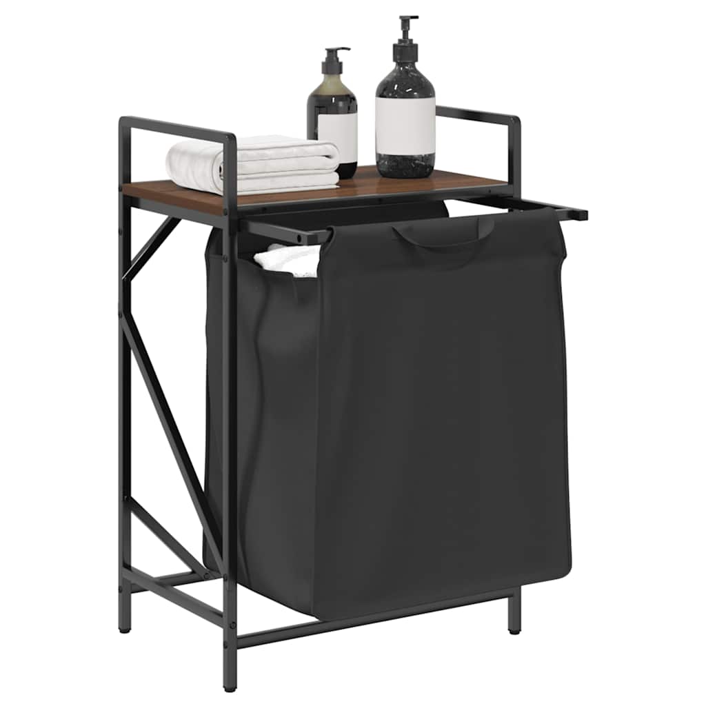 Cesto Della Biancheria 1 Scomparto Con Ripiano Rovere Marrone - Image 4