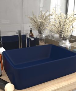 Lavandino Luxury Blu Scuro Opaco 41x30x12 Cm In Ceramica