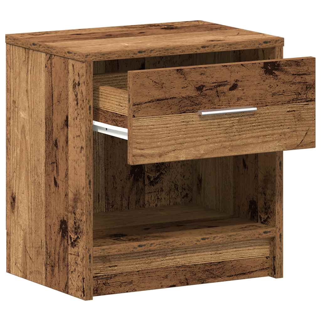 Comodini 2 Pz Con Cassetto Legno Antico 39x28x41 cm