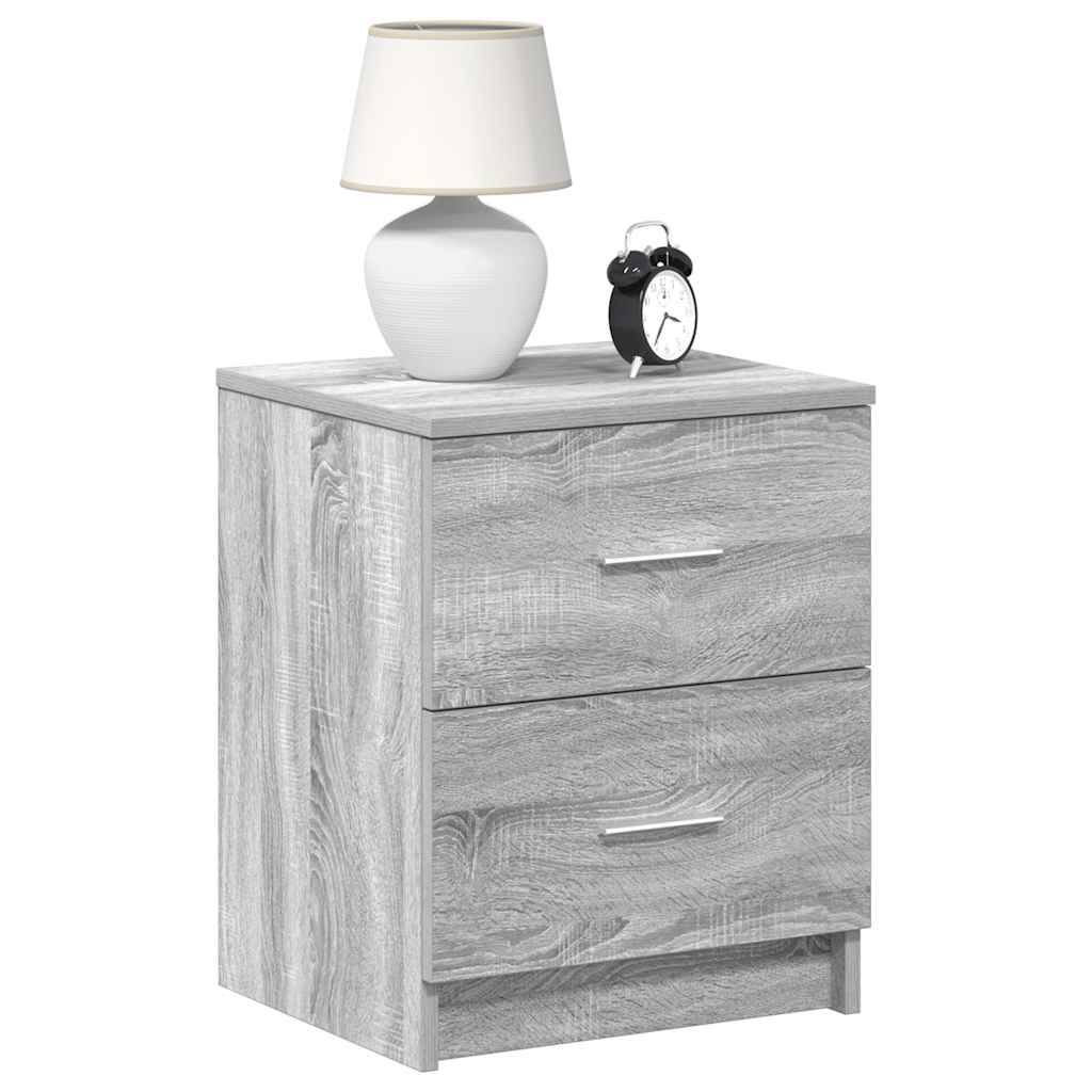 Comodini 2 Pz Con 2 Cassetti Grigio Sonoma 40x36x50 cm