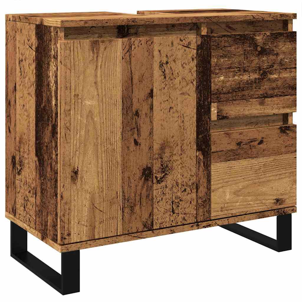 Armadietto Da Bagno Legno Antico 65x33x60 Cm In Truciolato