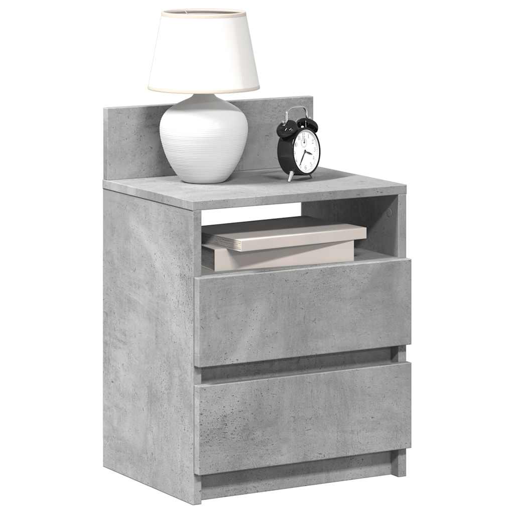 Comodini 2 Pz Con 2 Cassetti Grigio Cemento 40x33x60 cm - Image 5