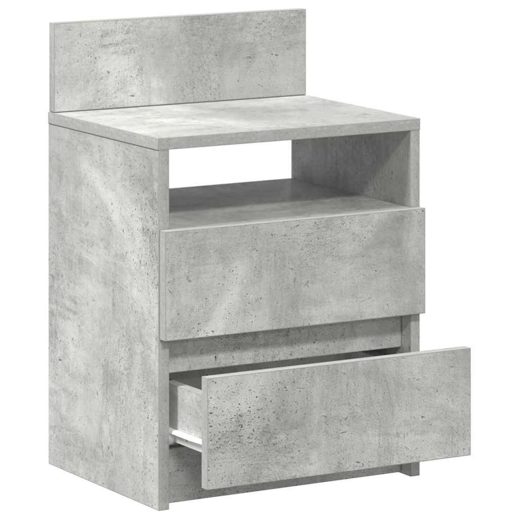 Comodini 2 Pz Con 2 Cassetti Grigio Cemento 40x33x60 cm - Image 4