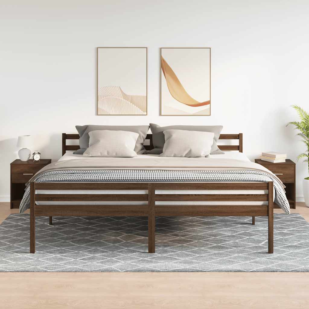 Comodini 2 Pz Con Cassetto Rovere Marrone 40x34x50 cm