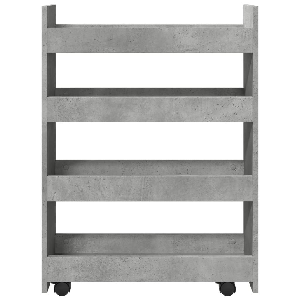 Carrello Stretto A 4 Livelli Grigio Cemento In Truciolato