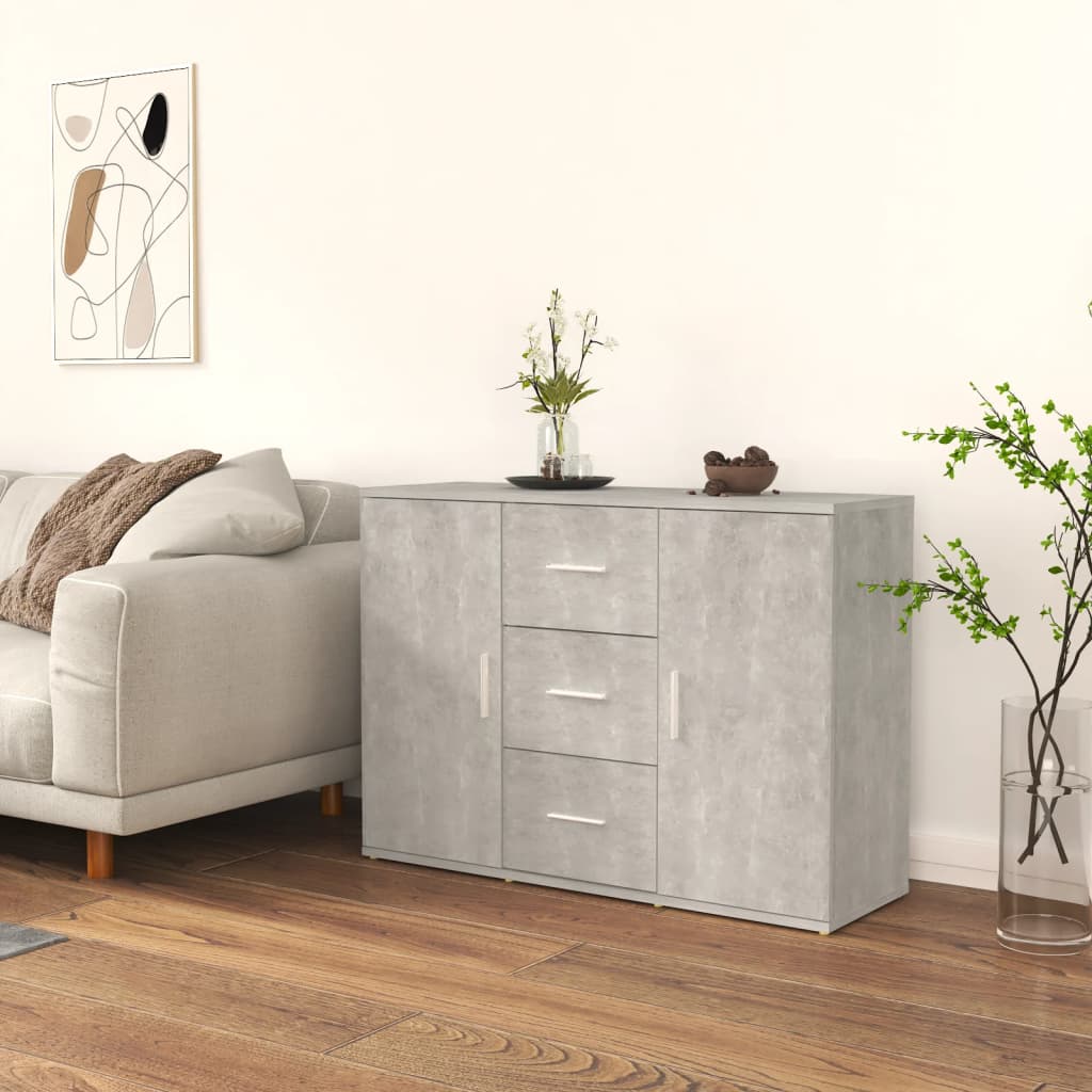 Credenza Grigio Cemento 91x29,5x65 Cm In Legno Multistrato - Image 3
