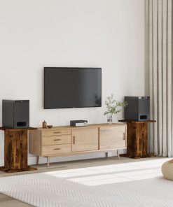 Supporti Altoparlanti 2 Pz Rovere 30x30x40 Cm Legno Multistrato