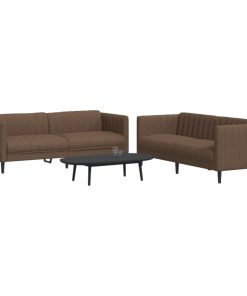 Set Di Divani 2 Pz Marrone In Tessuto