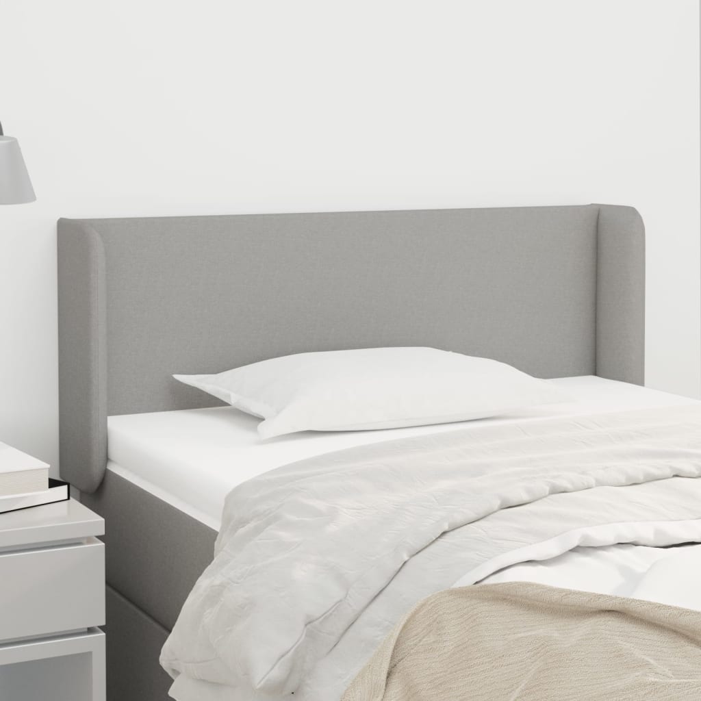 Testiera Ad Orecchio Grigio Chiaro 103x16x78/88 Cm In Tessuto