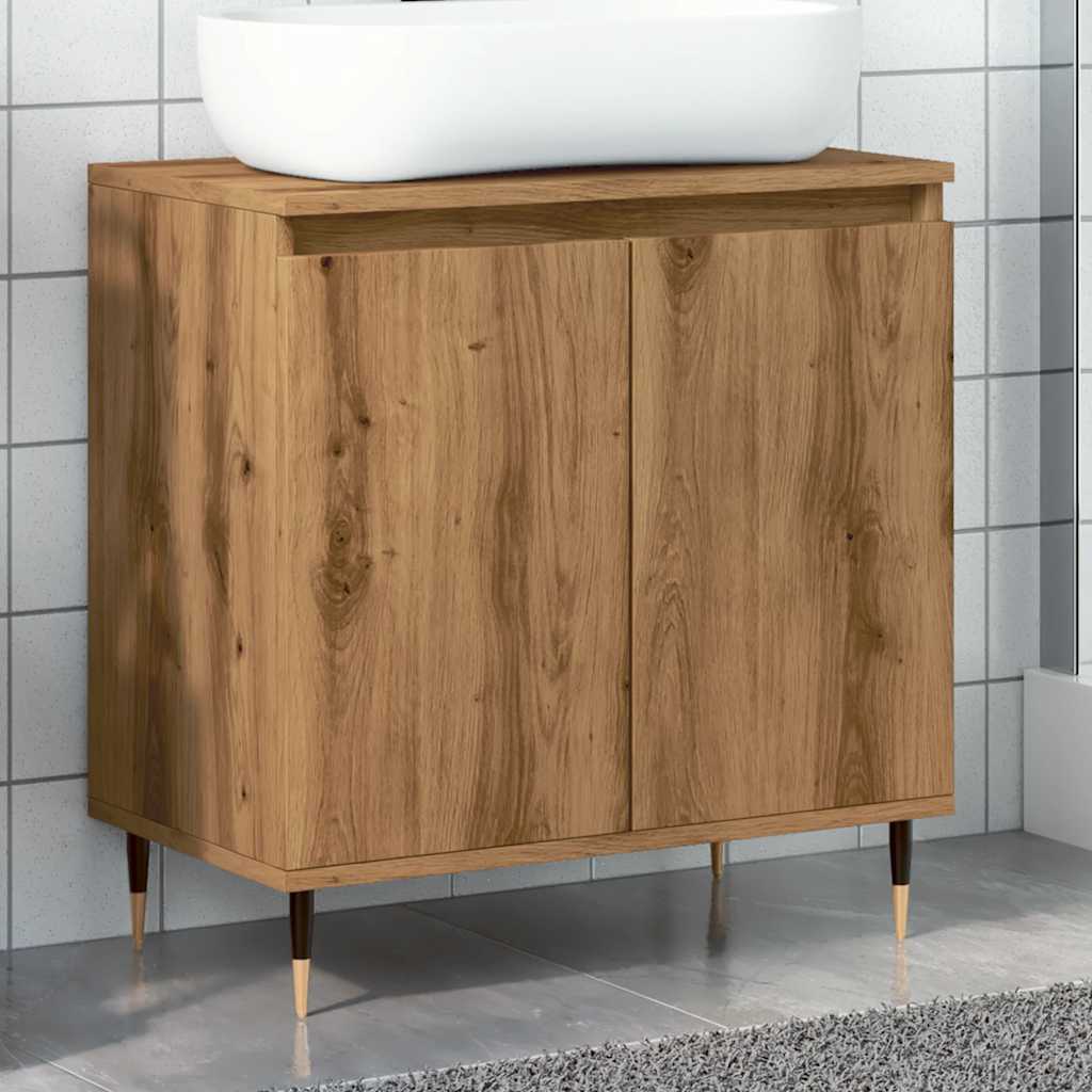 Mobile Da Bagno Rovere Artigianale 58x33x60 Cm In Truciolato