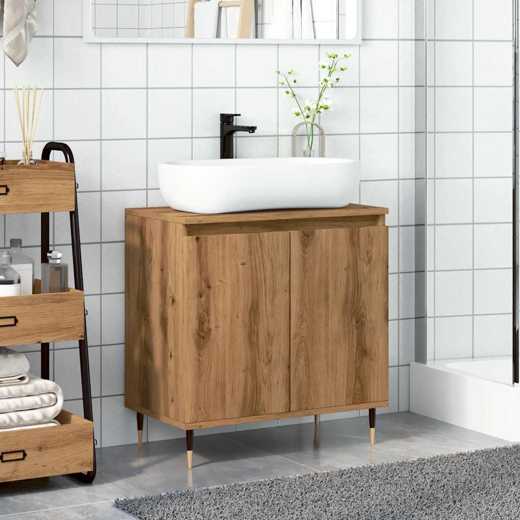 Mobile Da Bagno Rovere Artigianale 58x33x60 Cm In Truciolato - Image 6