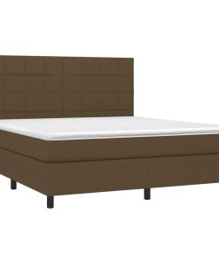 Letto A Molle Materasso E Led Marrone Scuro 160x200 Cm Tessuto