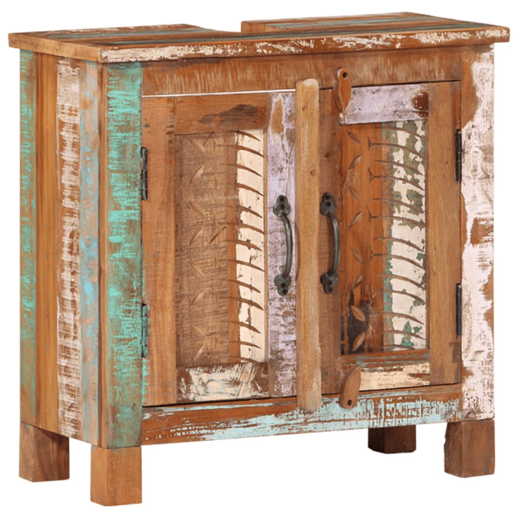 Set Mobili Da Bagno 4 Pz In Legno Massello Di Recupero - Image 6