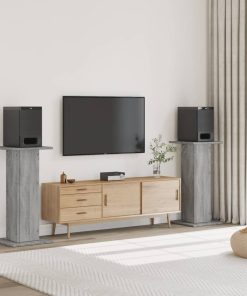 Supporti Altoparlanti 2 Pz Grigio 30x30x95 Cm In Multistrato