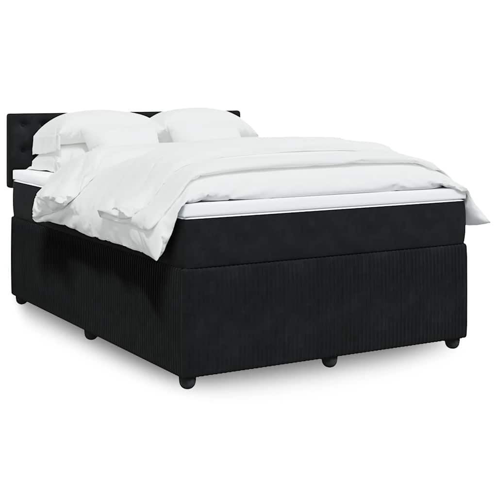 Giroletto A Molle Con Materasso Nero 140x190 Cm In Velluto