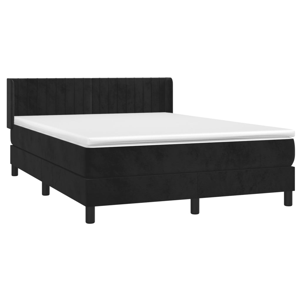 Giroletto A Molle Con Materasso Nero 140x190 Cm In Velluto