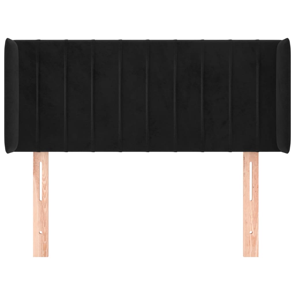 Testiera Ad Orecchio Nera 93x16x78/88 Cm In Velluto
