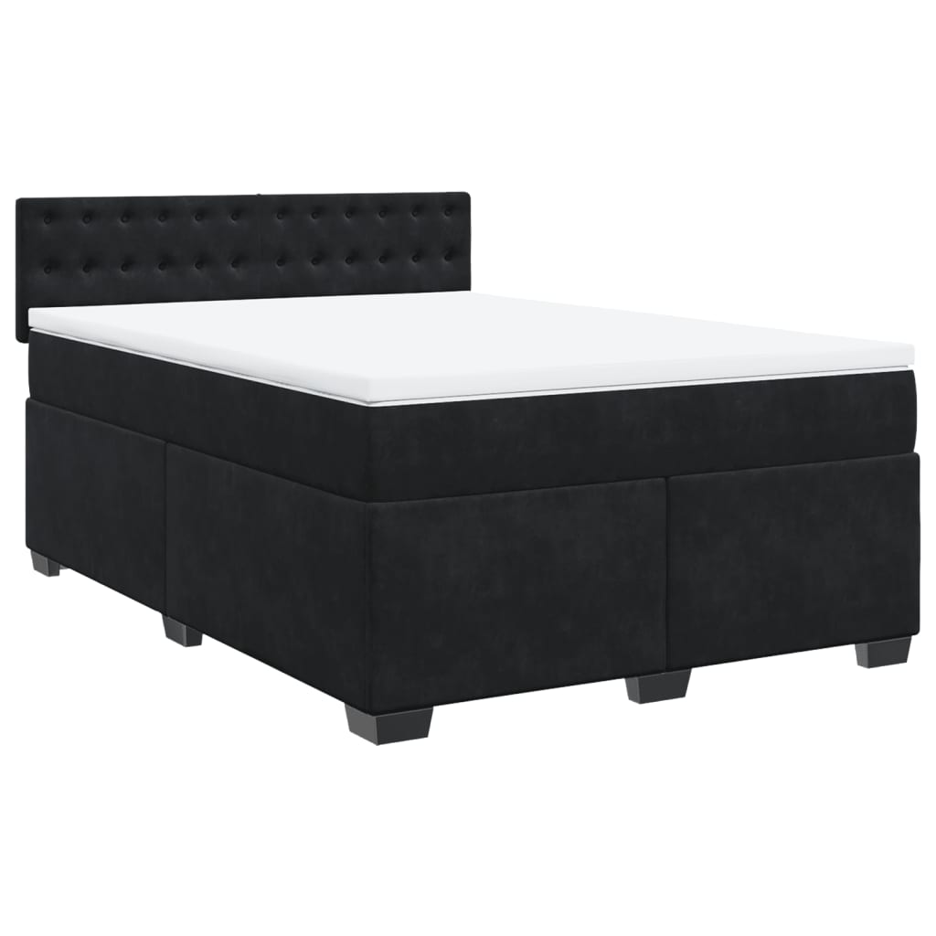 Giroletto A Molle Con Materasso Nero 140x190 Cm In Velluto