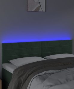 Testiera A Led Verde Scuro 144x5x78/88 Cm In Velluto