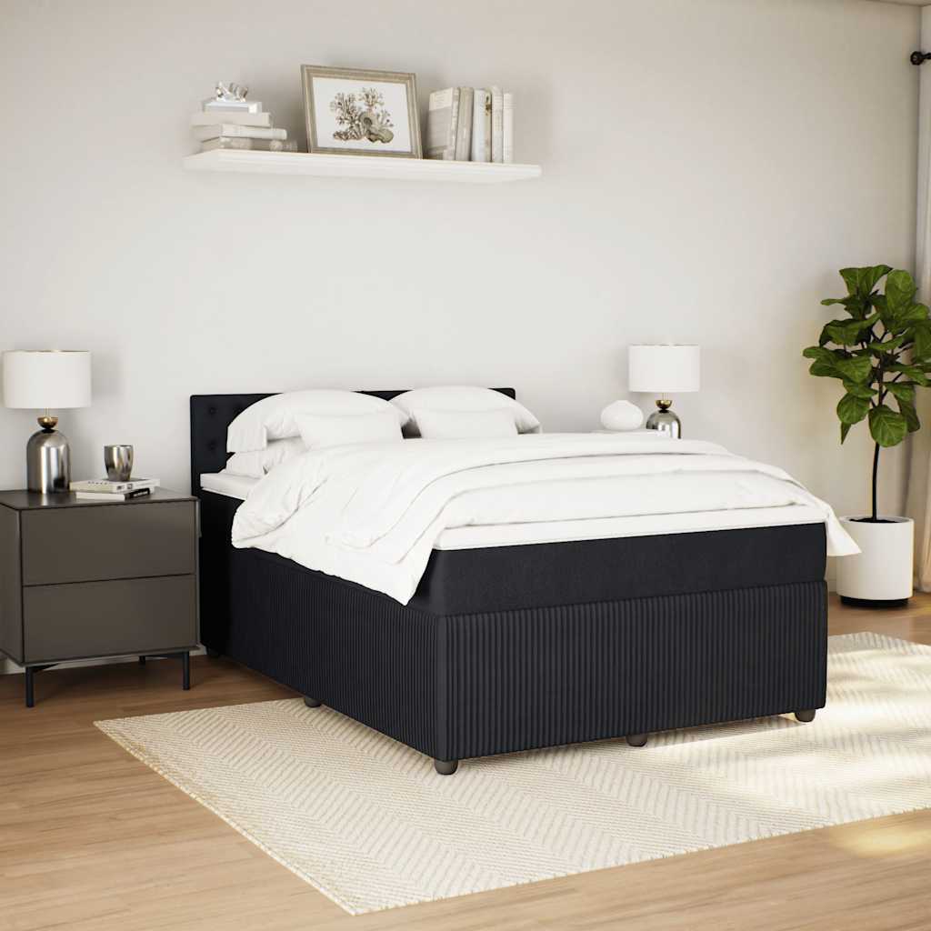 Giroletto A Molle Con Materasso Nero 140x190 Cm In Velluto