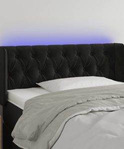 Testiera A Led Nera 103x16x78/88 Cm In Velluto