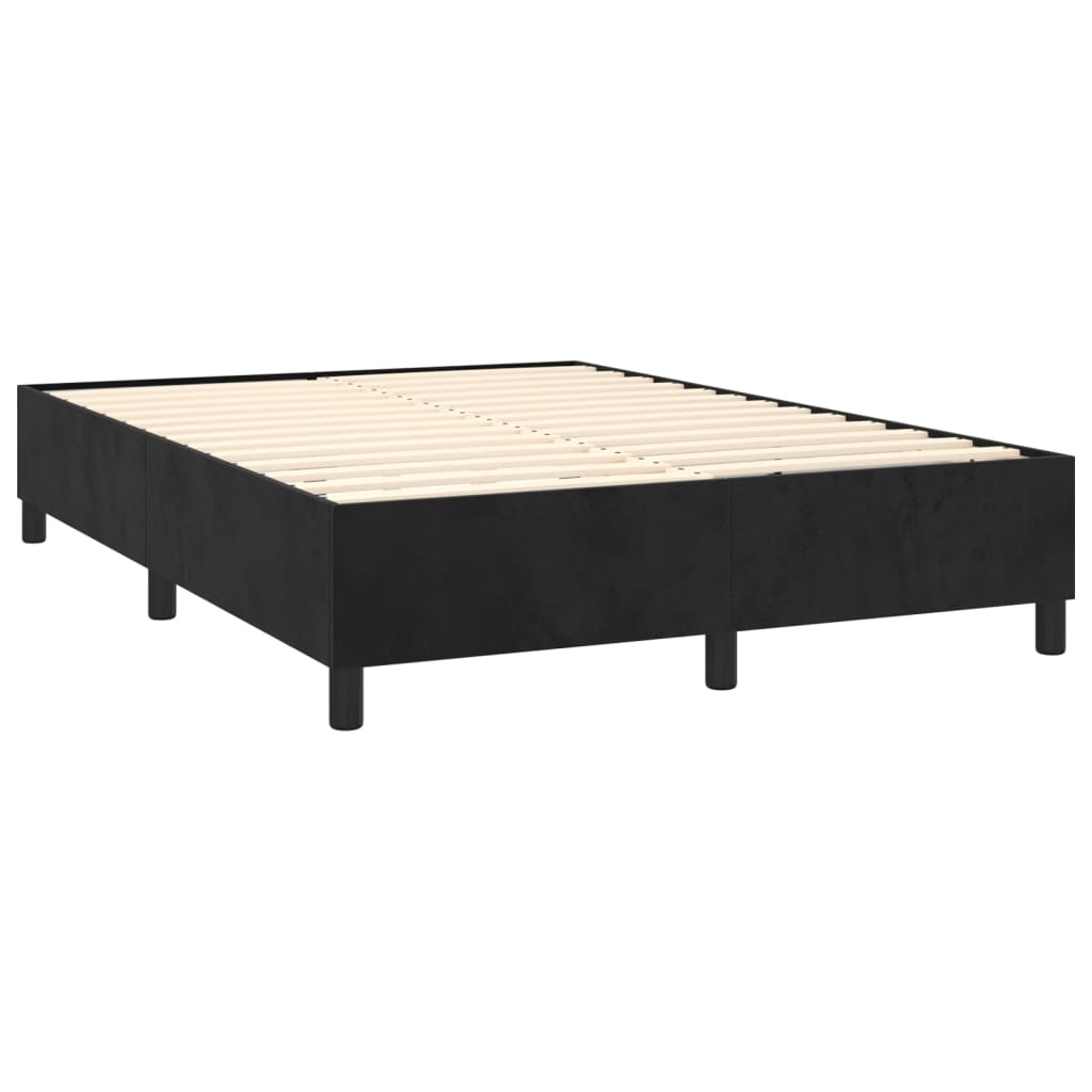 Giroletto A Molle Con Materasso Nero 140x190 Cm In Velluto