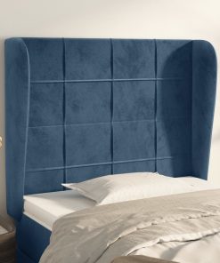 Testiera Ad Orecchio Blu Scuro 93x23x118/128 Cm In Velluto